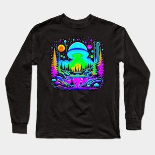 Alien Ufo Over The Lake Long Sleeve T-Shirt